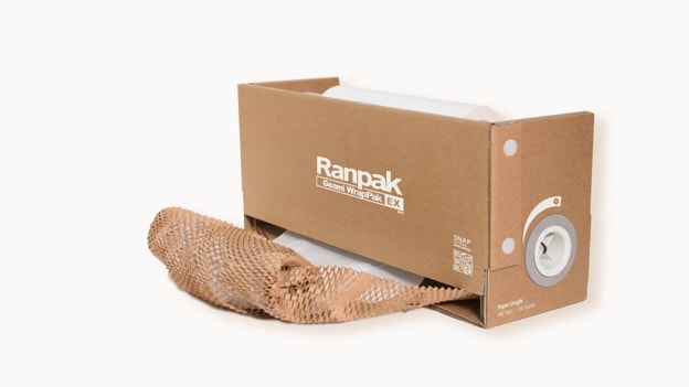 Ranpak box filled with paper