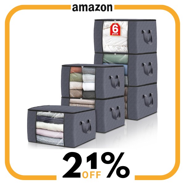 Six grey storage bags