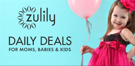 Little girl holding a pink balloon on Zulily ad