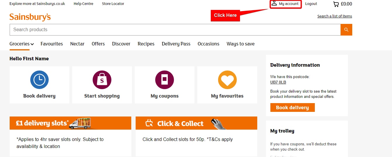 Sainsbury's Member Home Page