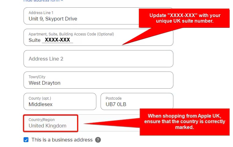 Adding your UK address to Apple checkout