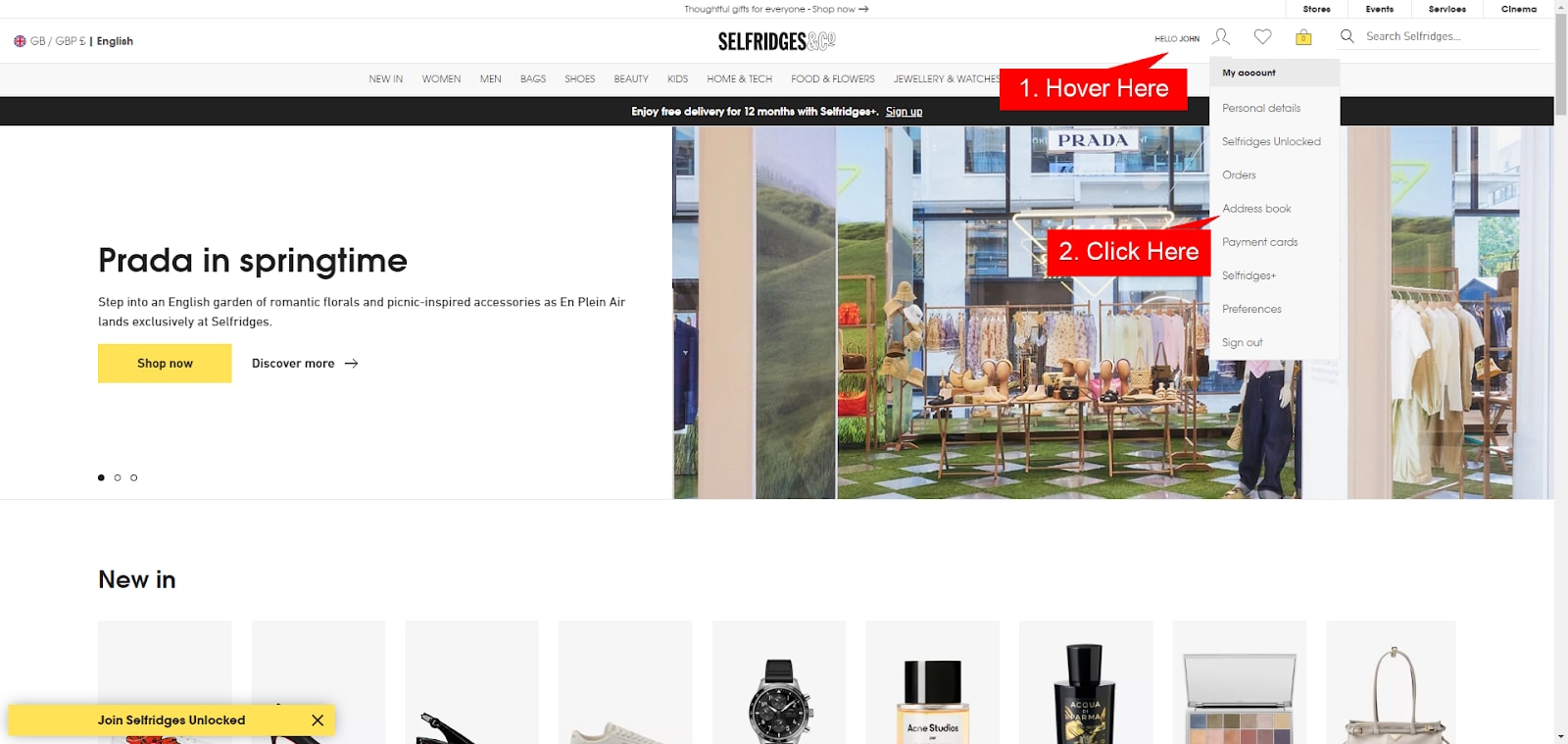 Selfridges Member Home Page