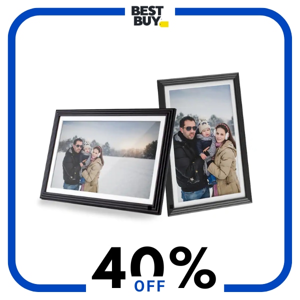 Two black and white digital frames