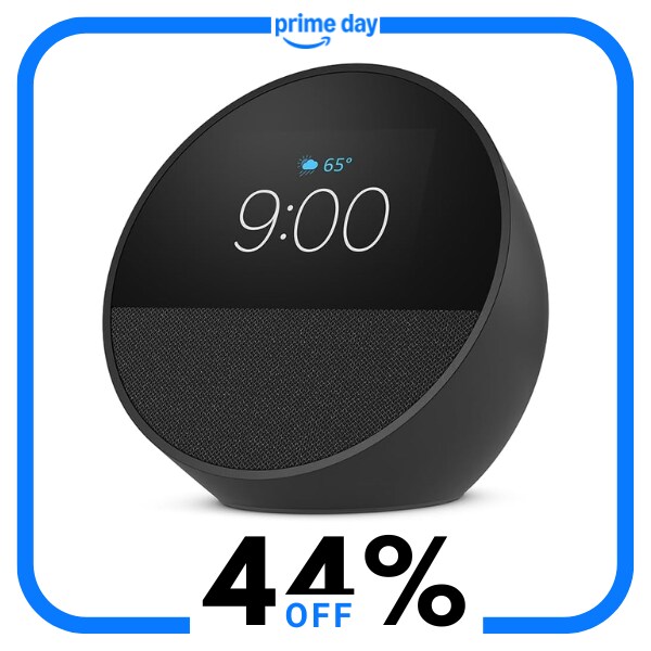 A black Amazon Echo Spot