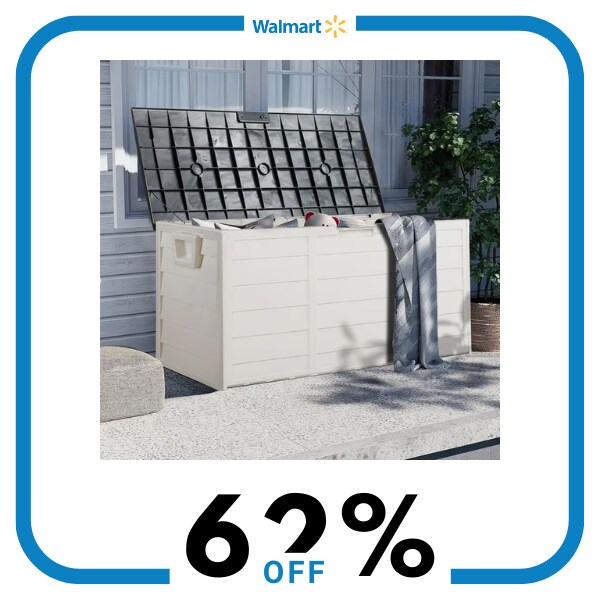 A white outdoor storage box