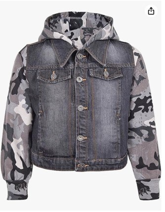 Boys’ denim jacket with camo sleeves
