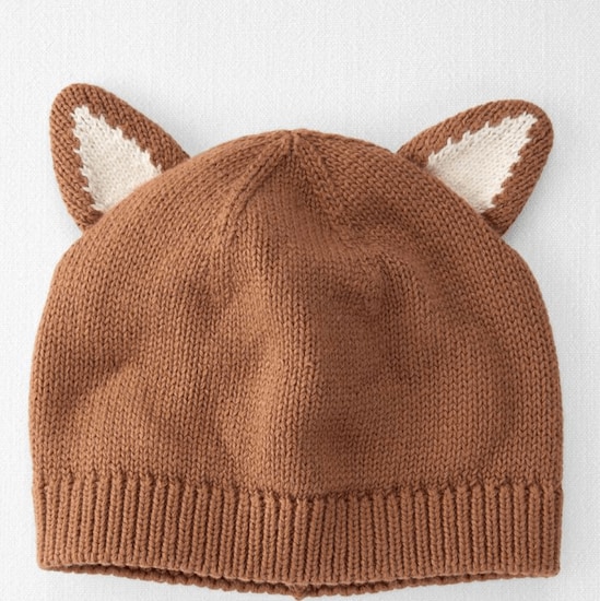 A Tiger Eye Brown Colored Carter’s Little Planet Baby Organic Cotton Sweater Knit Fox Cap