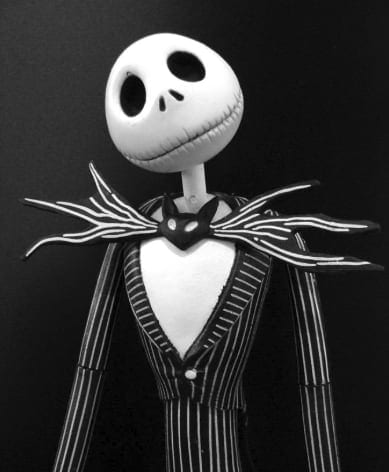Animated Jack Skellington wearing black and white suit