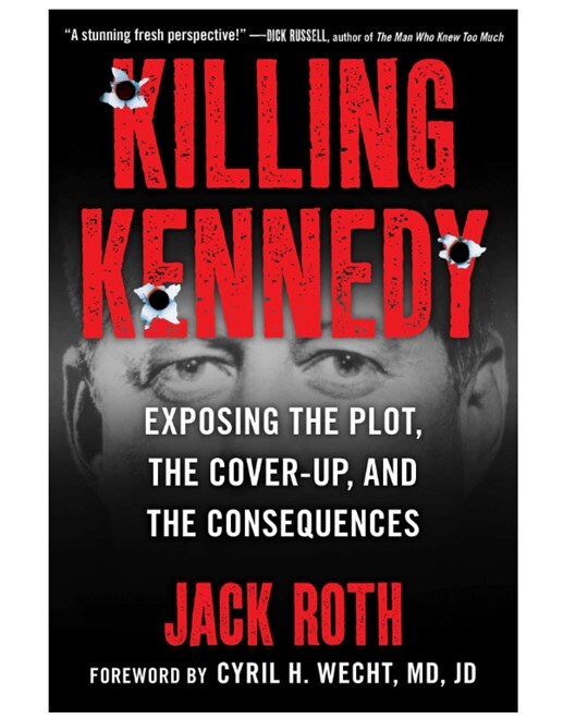 The black and white cover showing John F. Kennedy’s eyes, with the rest of his face covered with the book’s title, written in red and white letters