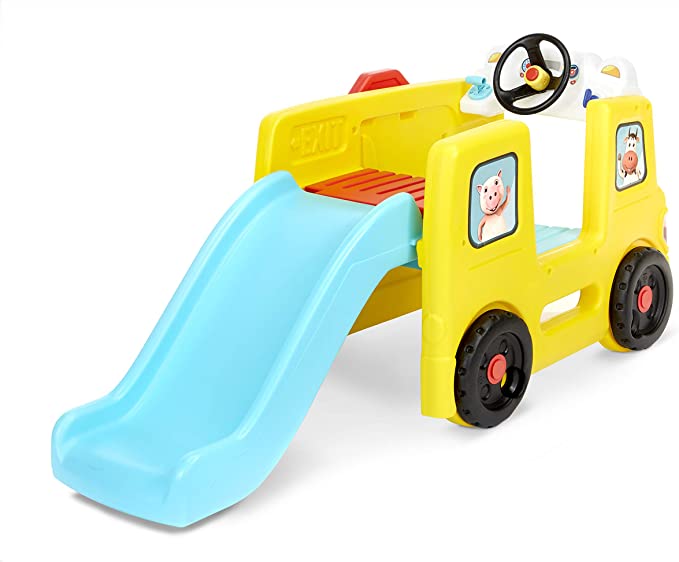 Little Tikes Little Baby Bum Wheels on the Bus Official Playground Climber and Slide with Interactive Music Dashboard, Yellow,