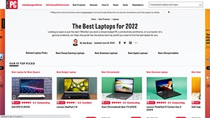 PC Mag Laptops product page