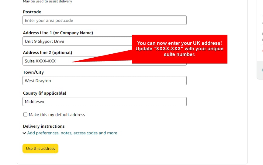 Using your UK - MyUS address with Amazon