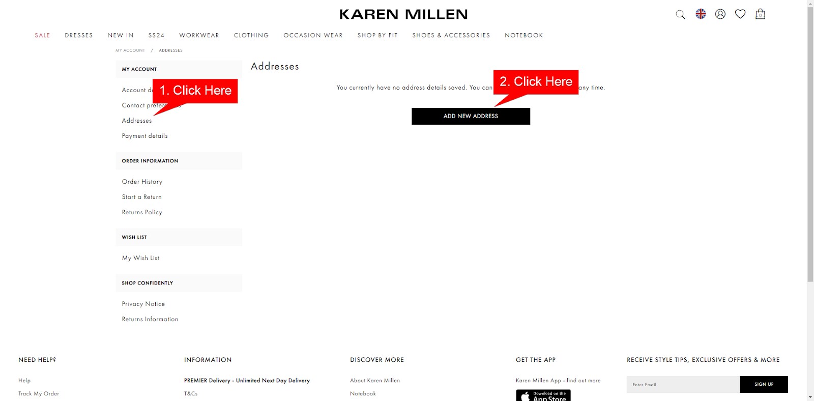 Karen Millen Account Information