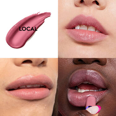 preview image of the Urban Decay Vice Lipstick in "bright pink" local color on three various skin tones