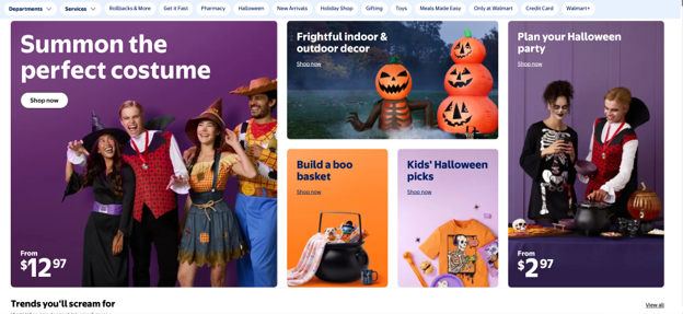walmart.com Halloween products page