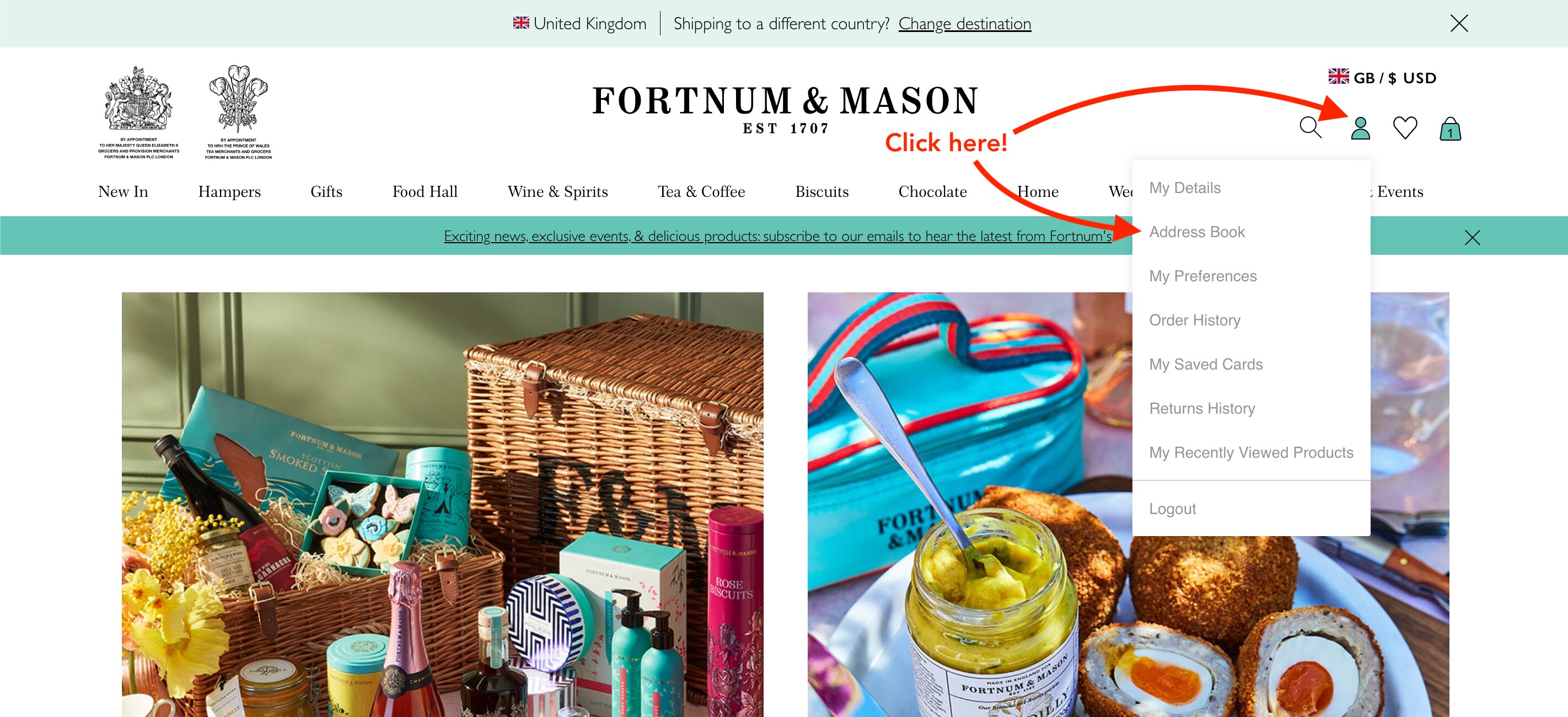 Fortnum & Mason Member Home Page
