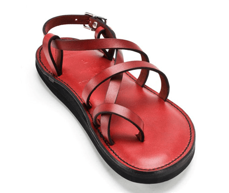 One red strappy sandal