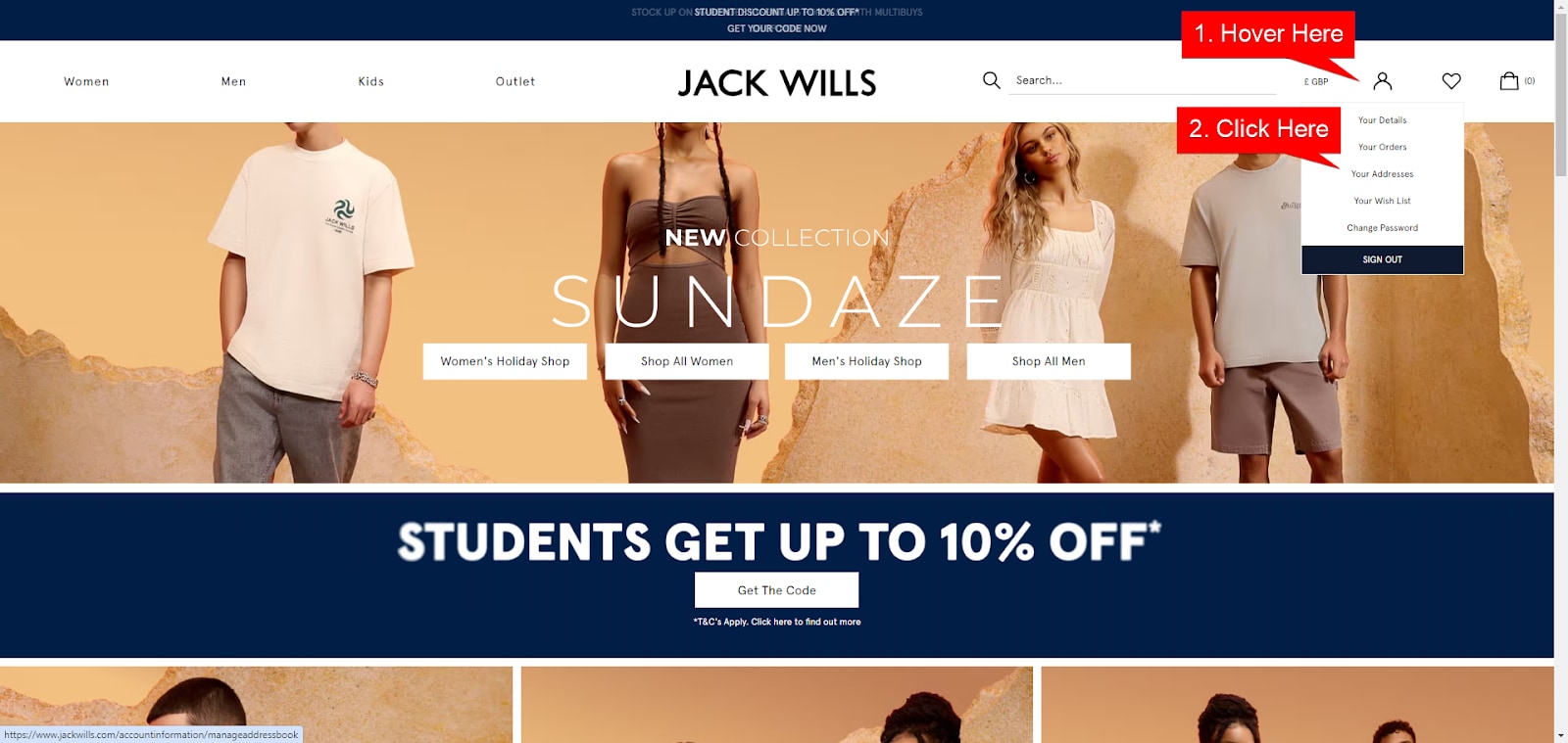 Jack Wills Member Home Page