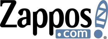 Zappos.com logo with foot print as exclamation point