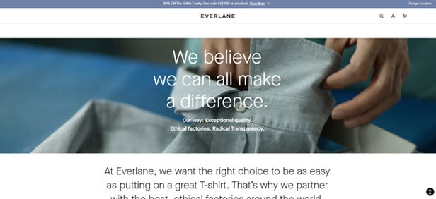 Screenshot of Everlane’s website