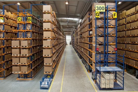 Parcels stored in a warehouse