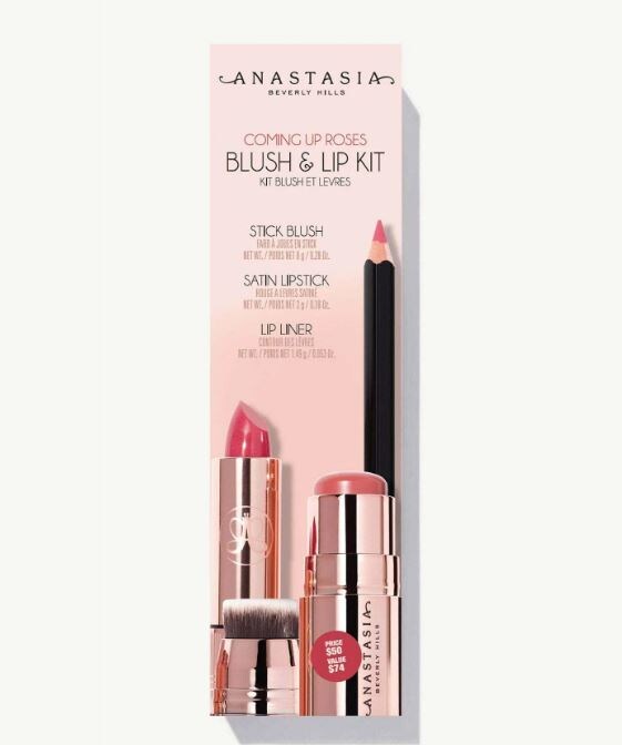 Anastasia beverly hill blush and lip kit set Coming Up Roses with lip liner, stick blush, and satin lipstick