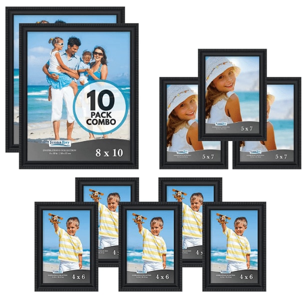 Icona Bay Gallery Frames Set, Black Picture Frames, Shabby-chic Style, 10 Pack, Inspirations Collection