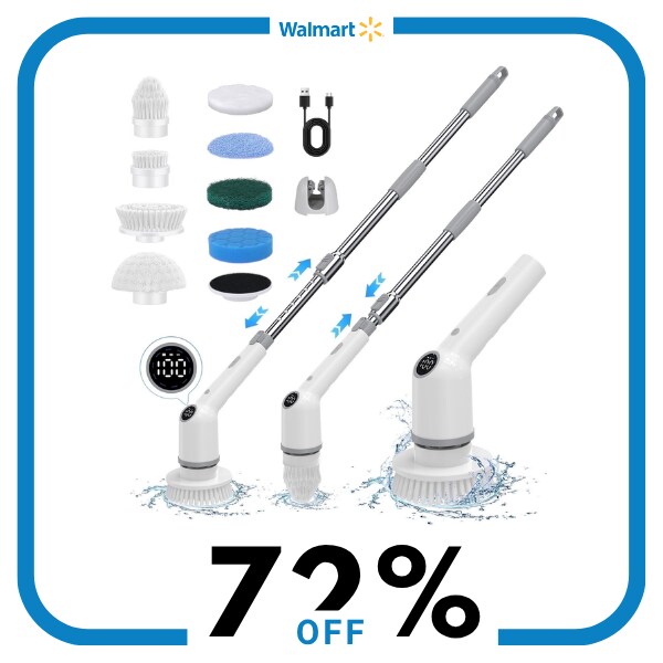 An electric spin scrubber with accessories