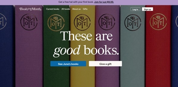 Book of the Month website screenshot