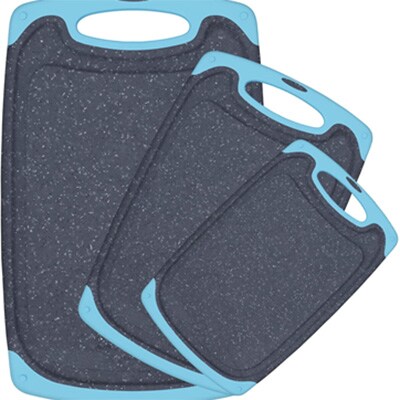 Dark Gray and Blue Set of 3 Plastic Cutting Boards