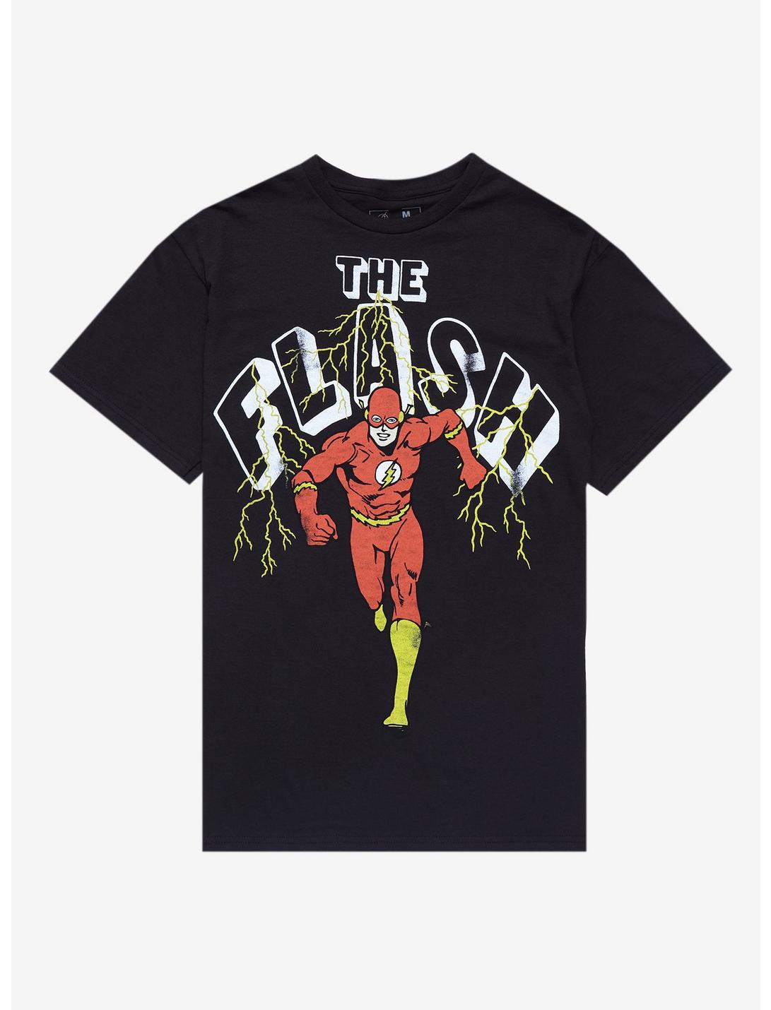 Black Graphic T-shirt featuring The Flash DC character running