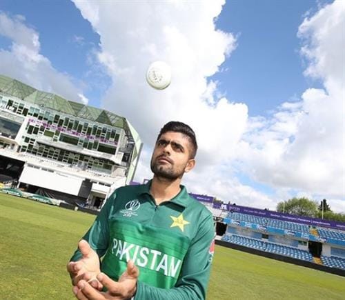 Pakistani cricketer and influencer Babar Azam in uniform and gearing up for the #CWC19