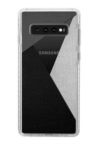 CaseTify Black, White, and Grey Tri-Cut Fabric case on Galaxy S10+