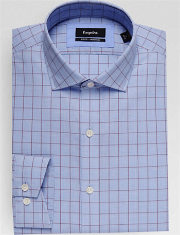 Blue cross striped dress shirt folded