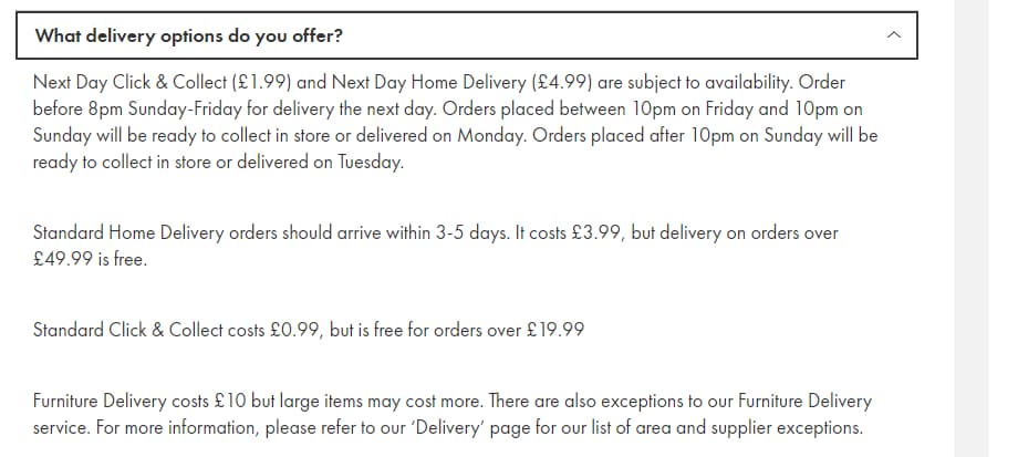 Matalan Shipping and Delivery