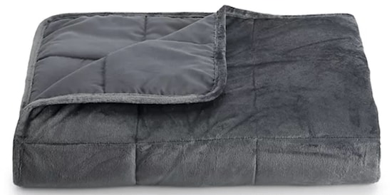 A dark-gray Altavida 12-lb Ultra Plush Faux Mink Weighted Blanket