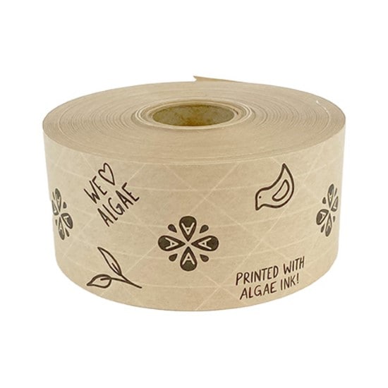 Water-activated sealing tape – we love algae, printed with algae ink