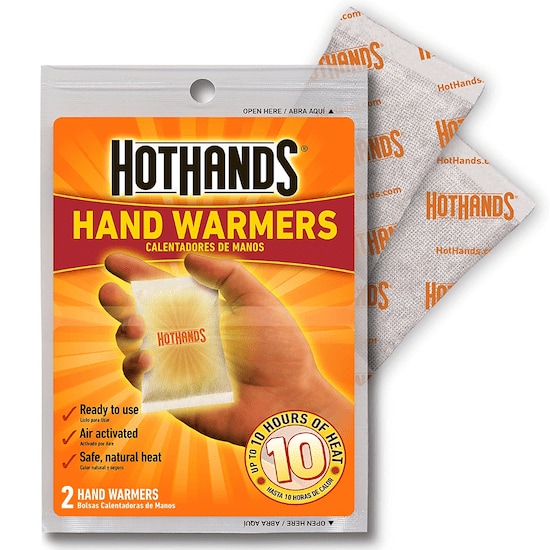 One orange and silver pack of HotHands Odorless Hand Warmers