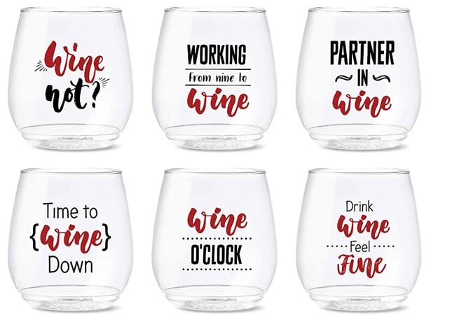 WINE SAYINGS Shatterproof Wine Glasses